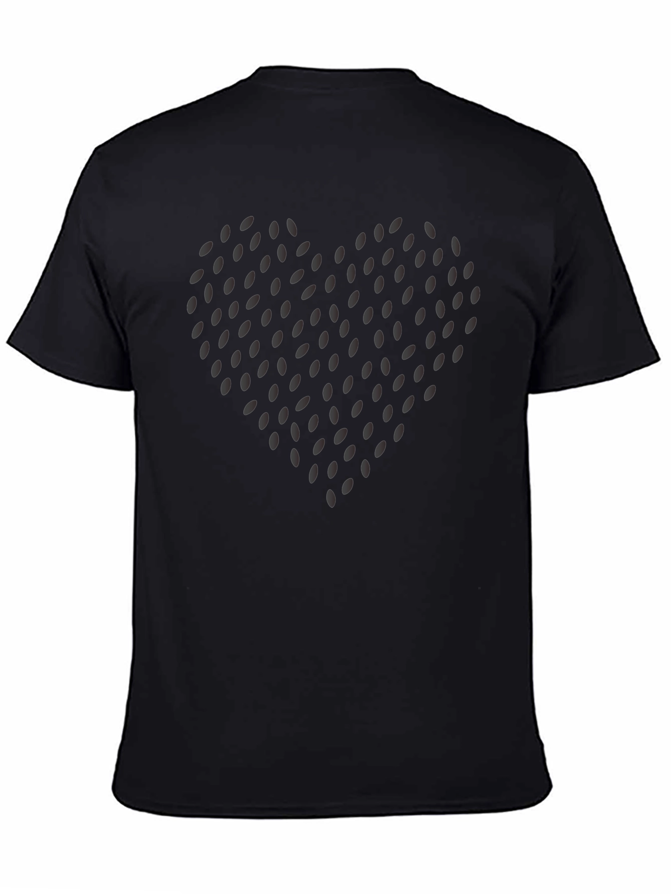 Heart Seed Pattern Black T-Shirt