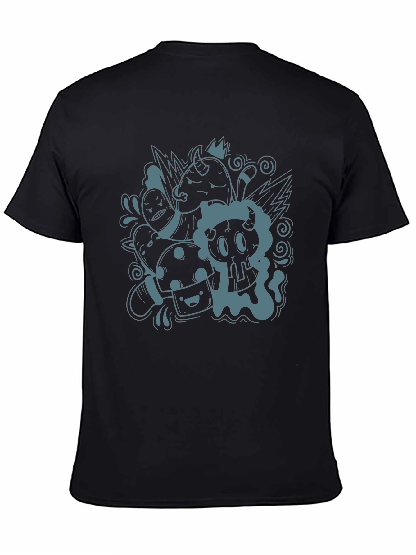 Funky Doodle Graphic Black T-Shirt - Unisex Casual Tee