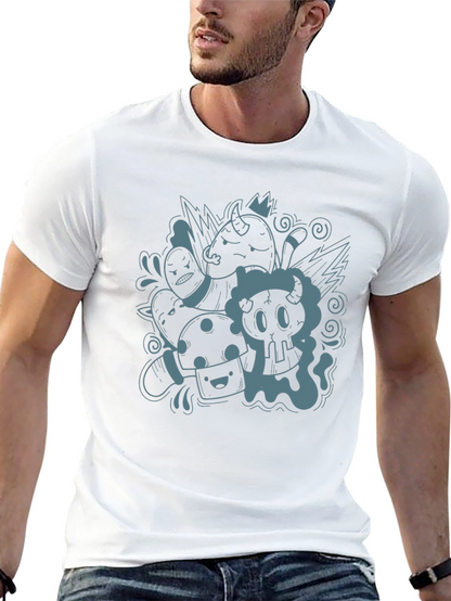 Funky Doodle Graphic Black T-Shirt - Unisex Casual Tee