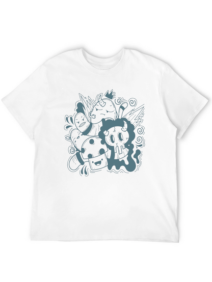 Funky Doodle Graphic Black T-Shirt - Unisex Casual Tee