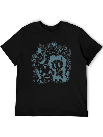 Funky Doodle Graphic Black T-Shirt - Unisex Casual Tee