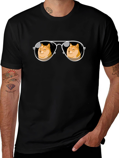 Doge Meme Sunglasses T-Shirt - Trendy Black Tee
