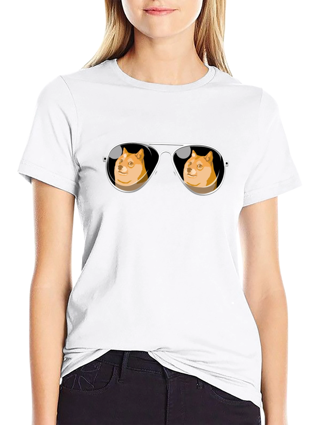 Doge Meme Sunglasses T-Shirt - Trendy Black Tee