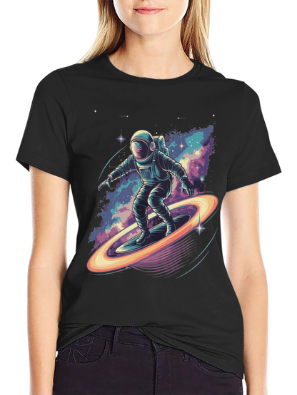 Astronaut Surfing T-Shirt - Space Galaxy Design