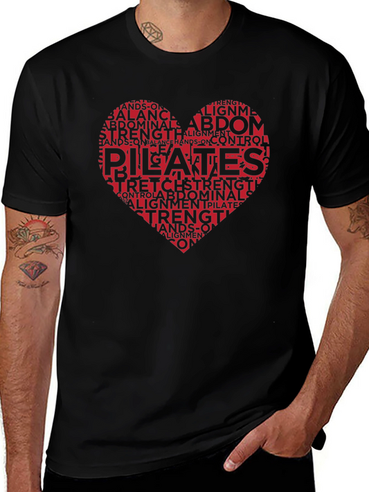 Pilates Heart Word Art T-Shirt Black