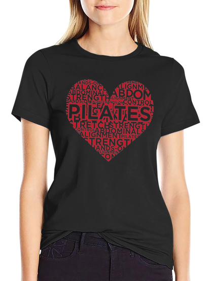 Pilates Heart Word Art T-Shirt Black