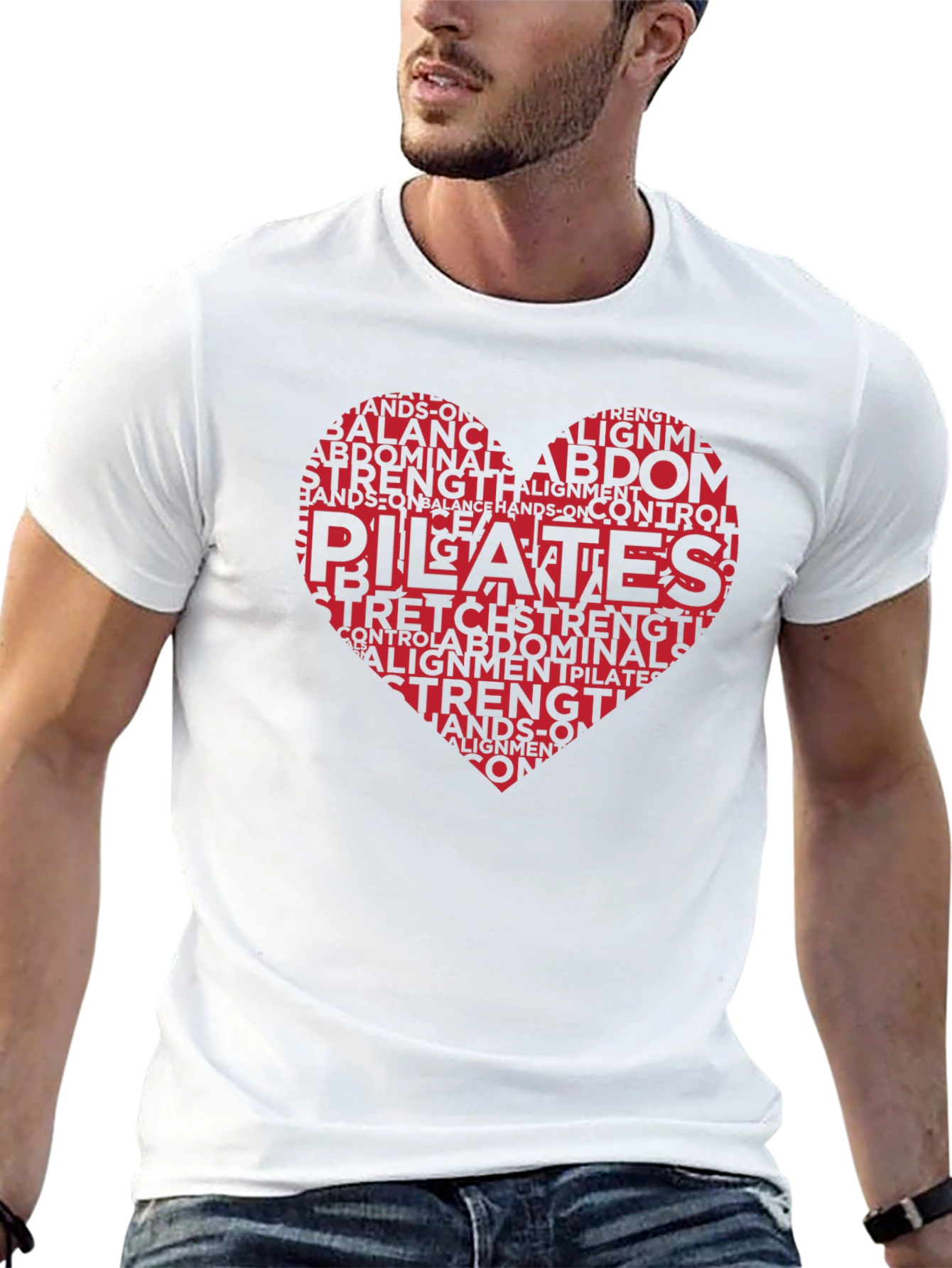 Pilates Heart Word Art T-Shirt Black