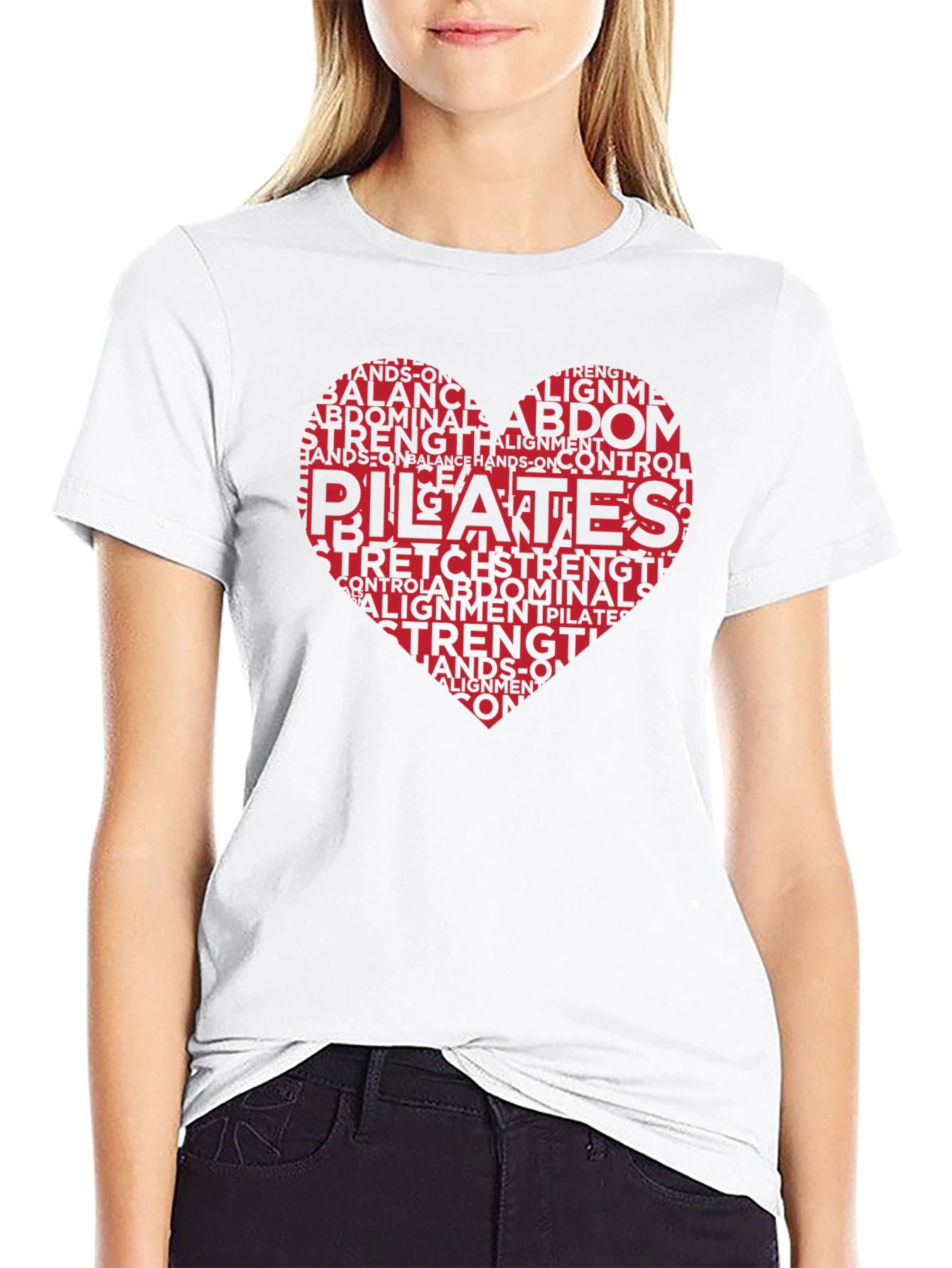 Pilates Heart Word Art T-Shirt Black
