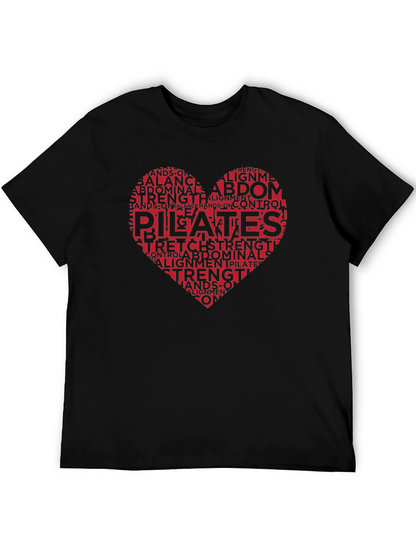 Pilates Heart Word Art T-Shirt Black