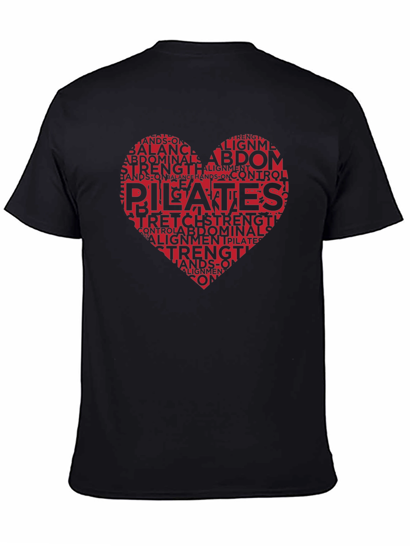 Pilates Heart Word Art T-Shirt Black