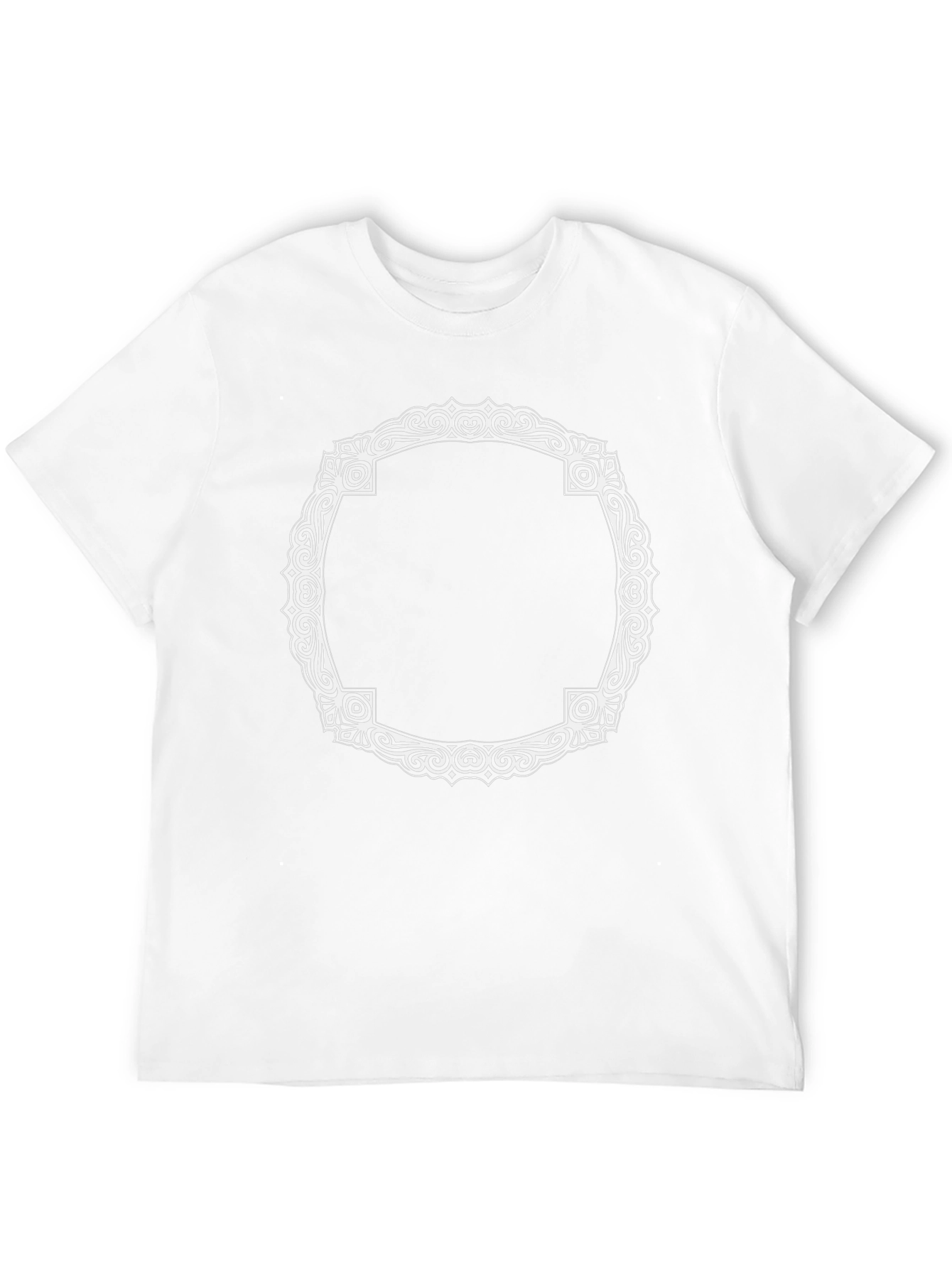 Black T-Shirt with Ornate White Frame Design