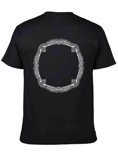 Black T-Shirt with Ornate White Frame Design