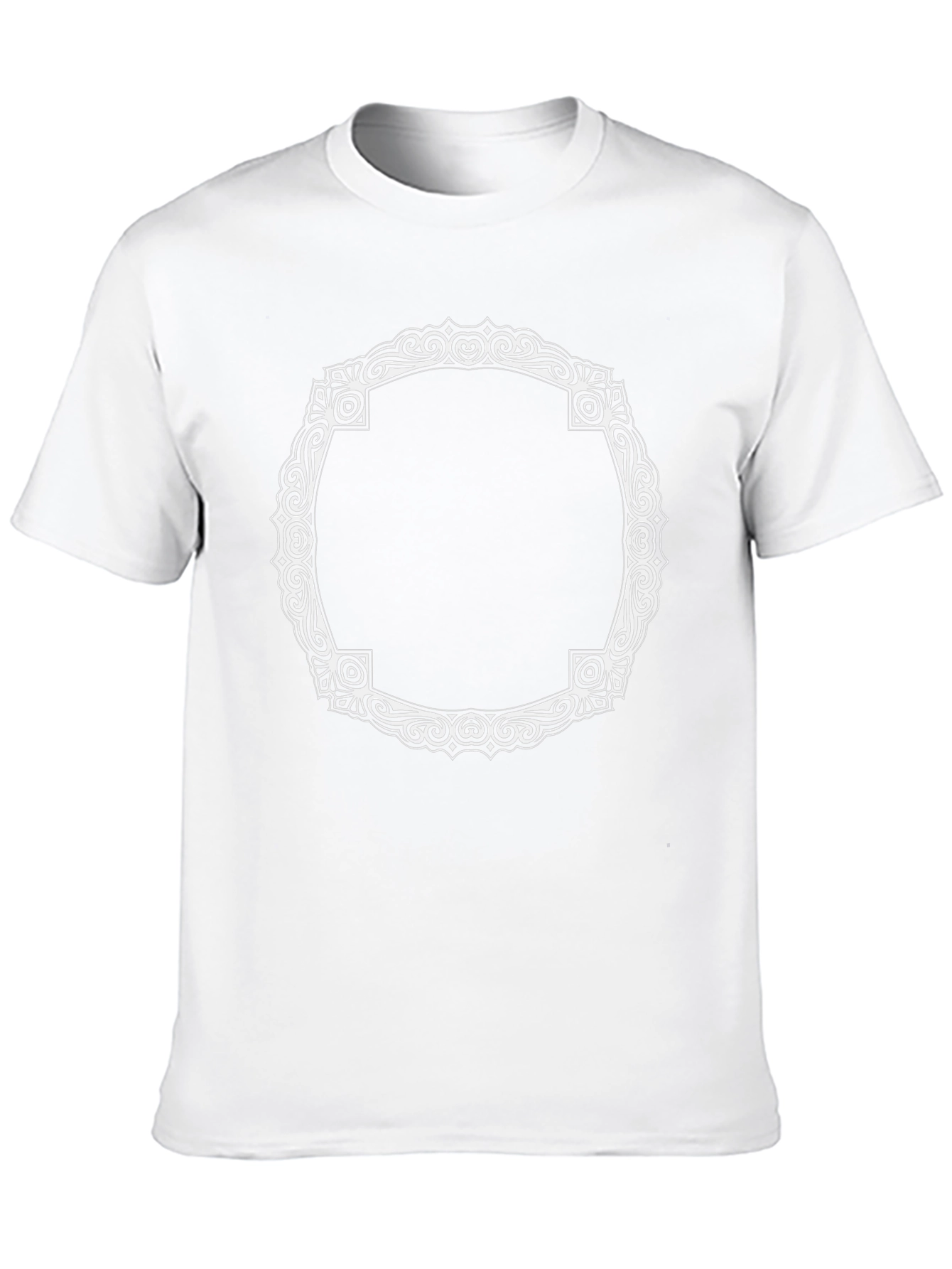 Black T-Shirt with Ornate White Frame Design
