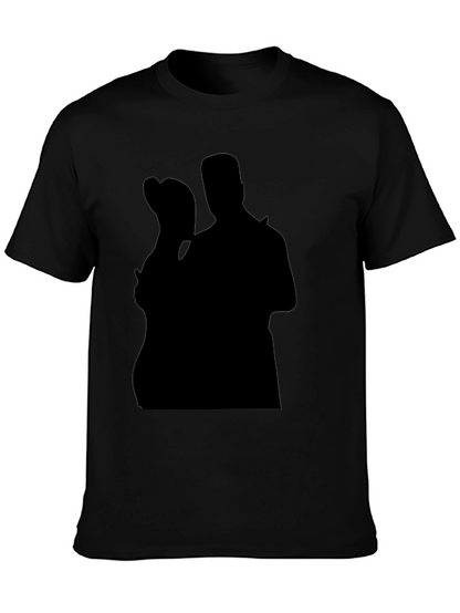 Silhouette Couple Black T-Shirt Casual Tee