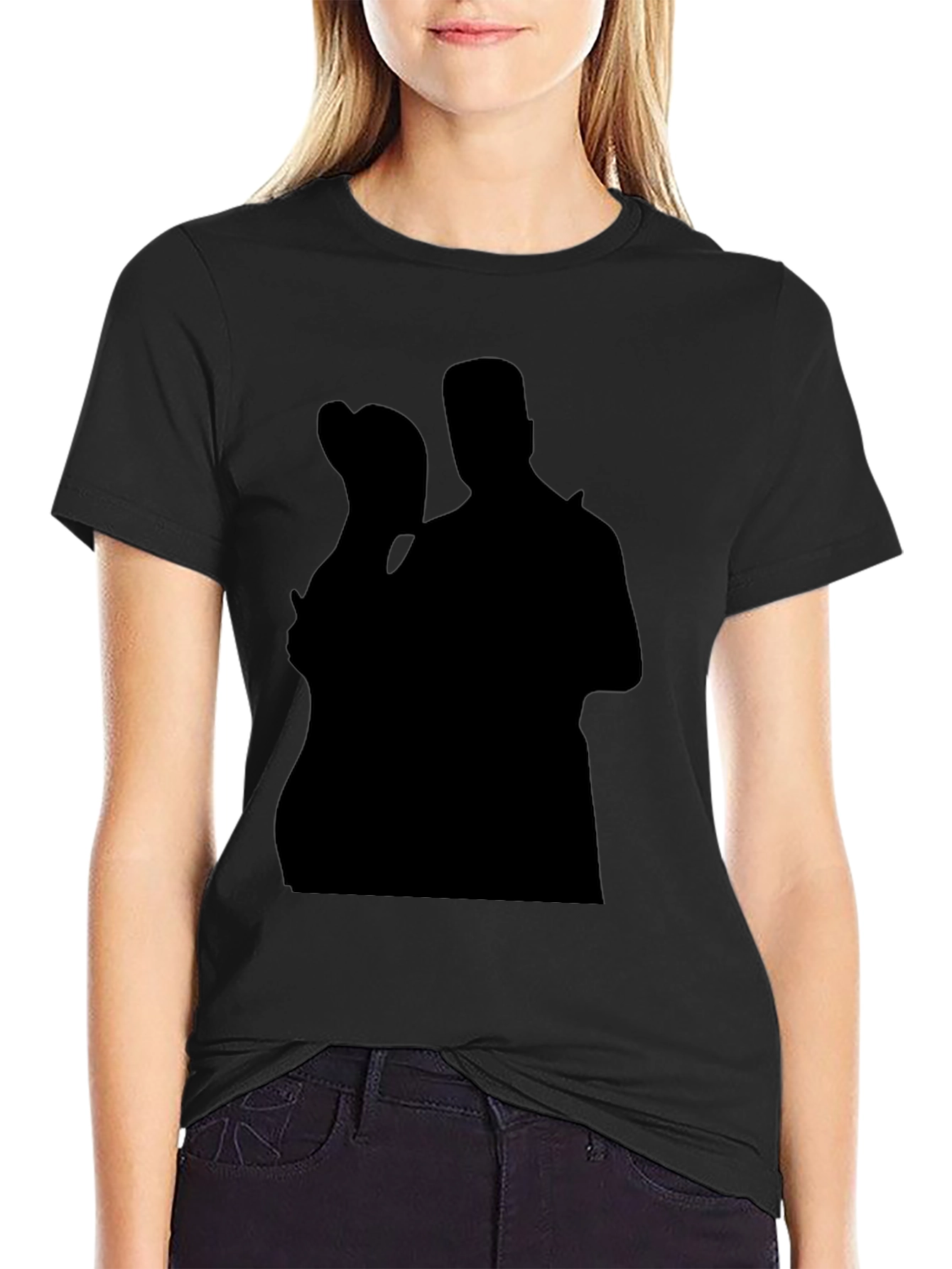Silhouette Couple Black T-Shirt Casual Tee
