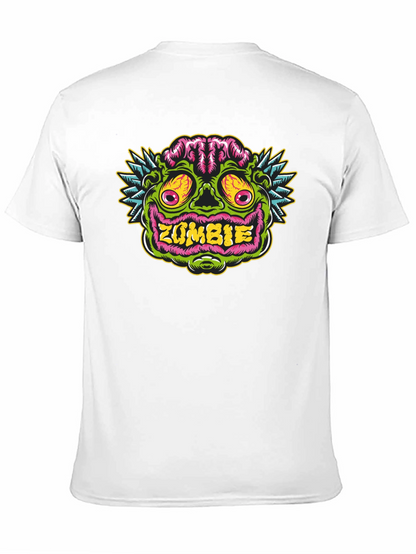 Zombie Face Graphic Tee - Black Cotton T-Shirt