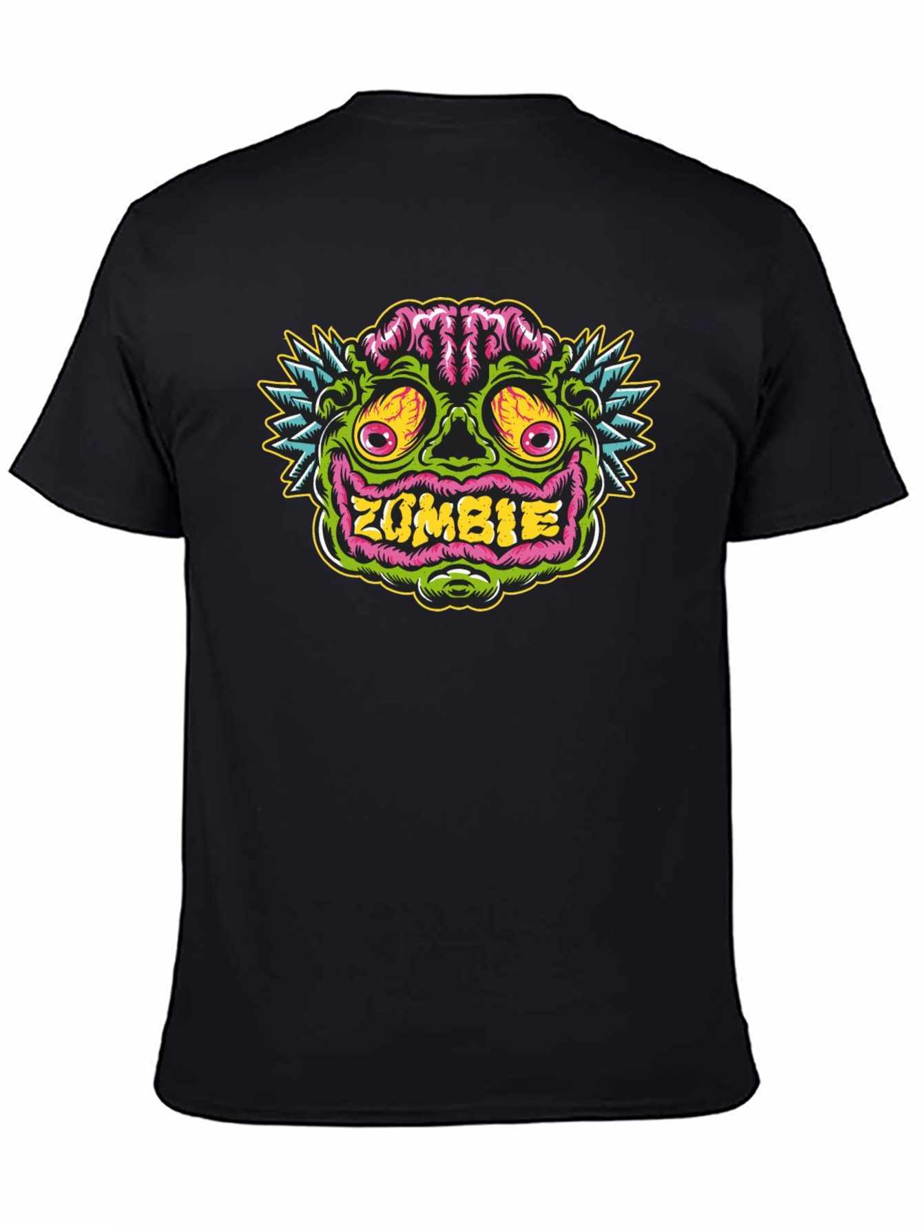 Zombie Face Graphic Tee - Black Cotton T-Shirt