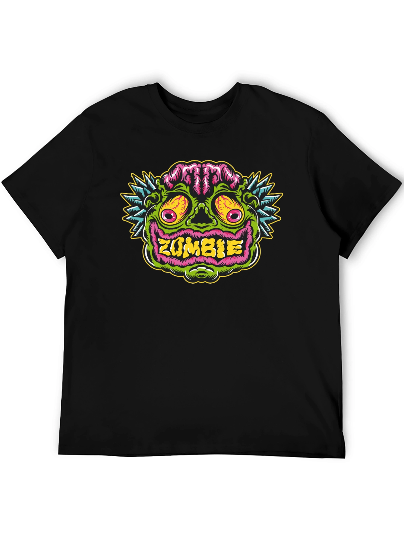 Zombie Face Graphic Tee - Black Cotton T-Shirt