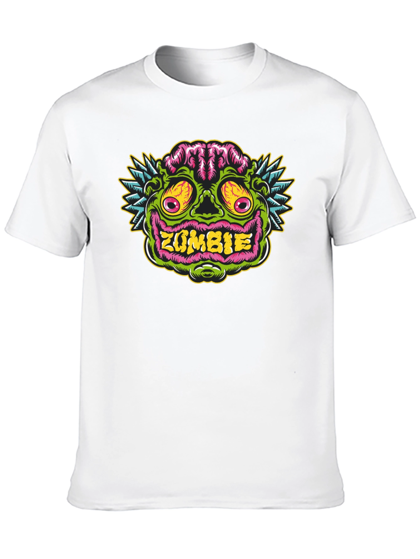Zombie Face Graphic Tee - Black Cotton T-Shirt