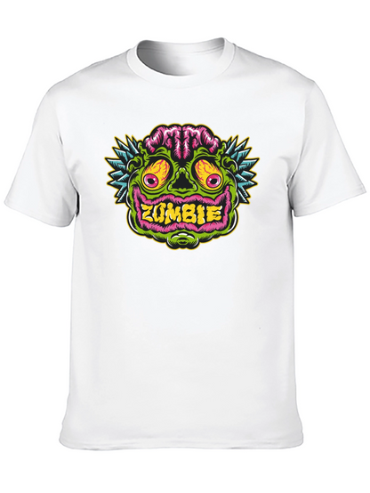 Zombie Face Graphic Tee - Black Cotton T-Shirt