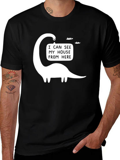 Funny Dinosaur I Can See My House Graphic T-Shirt