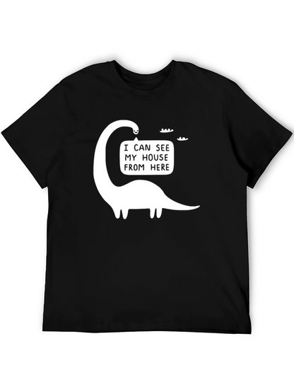 Funny Dinosaur I Can See My House Graphic T-Shirt