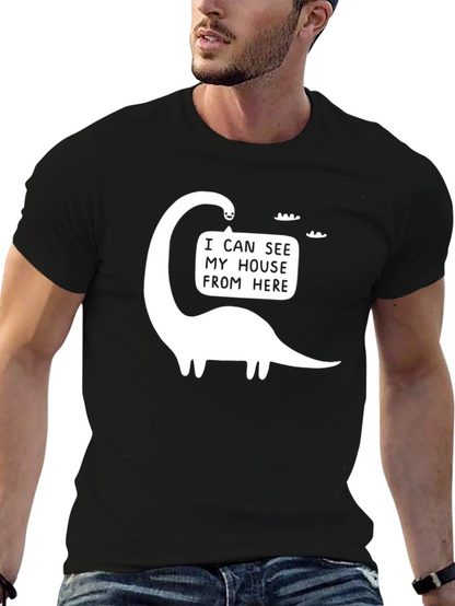 Funny Dinosaur I Can See My House Graphic T-Shirt