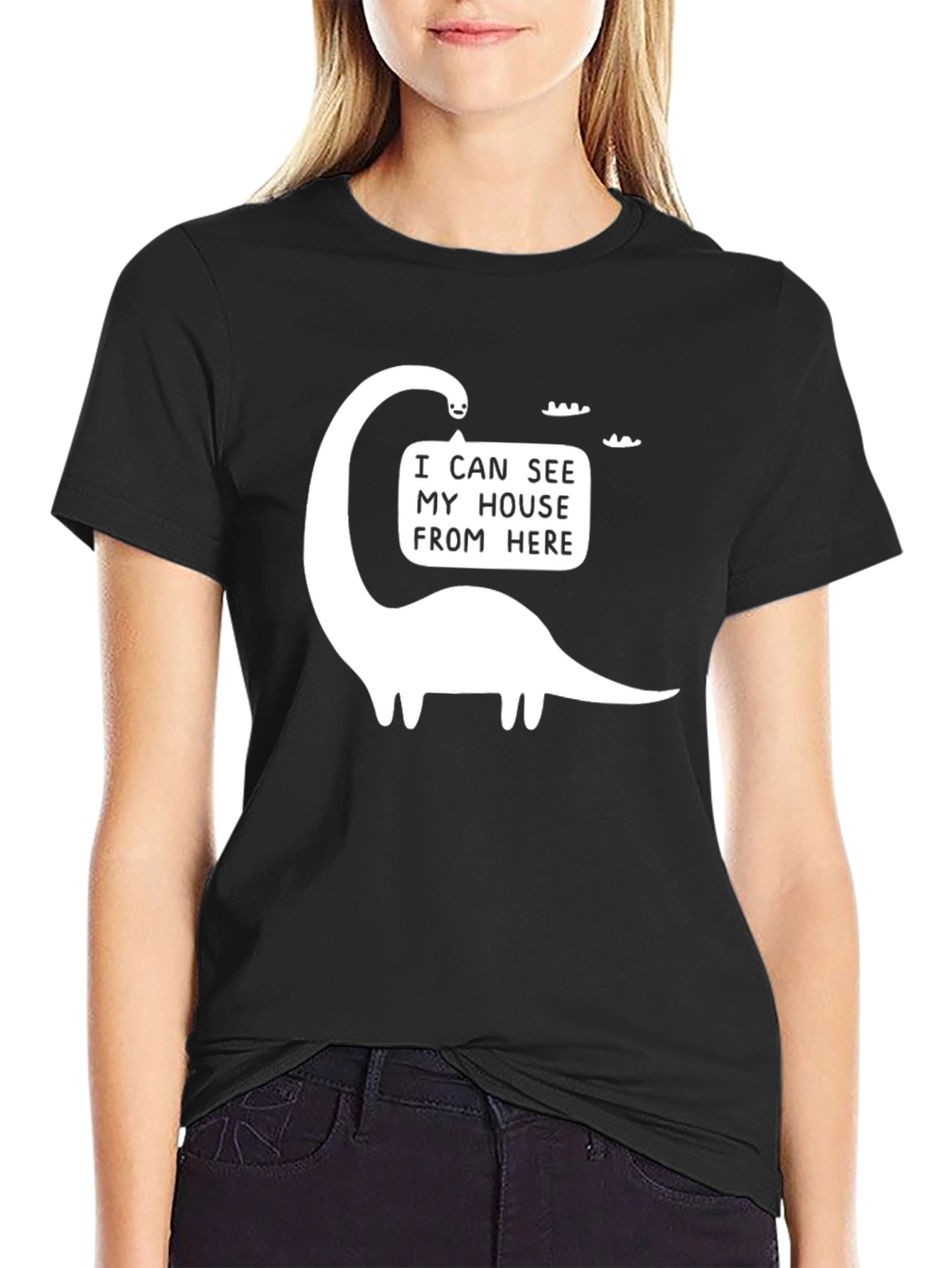 Funny Dinosaur I Can See My House Graphic T-Shirt