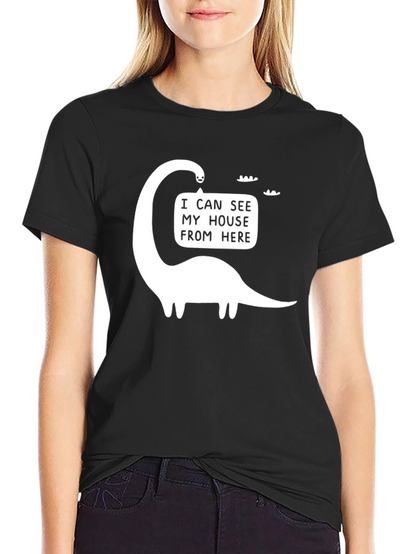 Funny Dinosaur I Can See My House Graphic T-Shirt