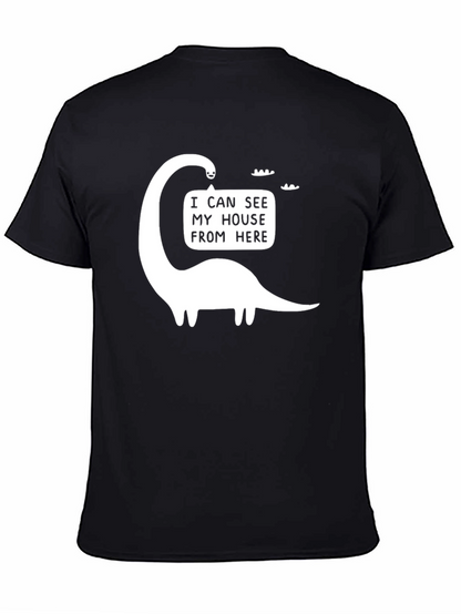 Funny Dinosaur I Can See My House Graphic T-Shirt