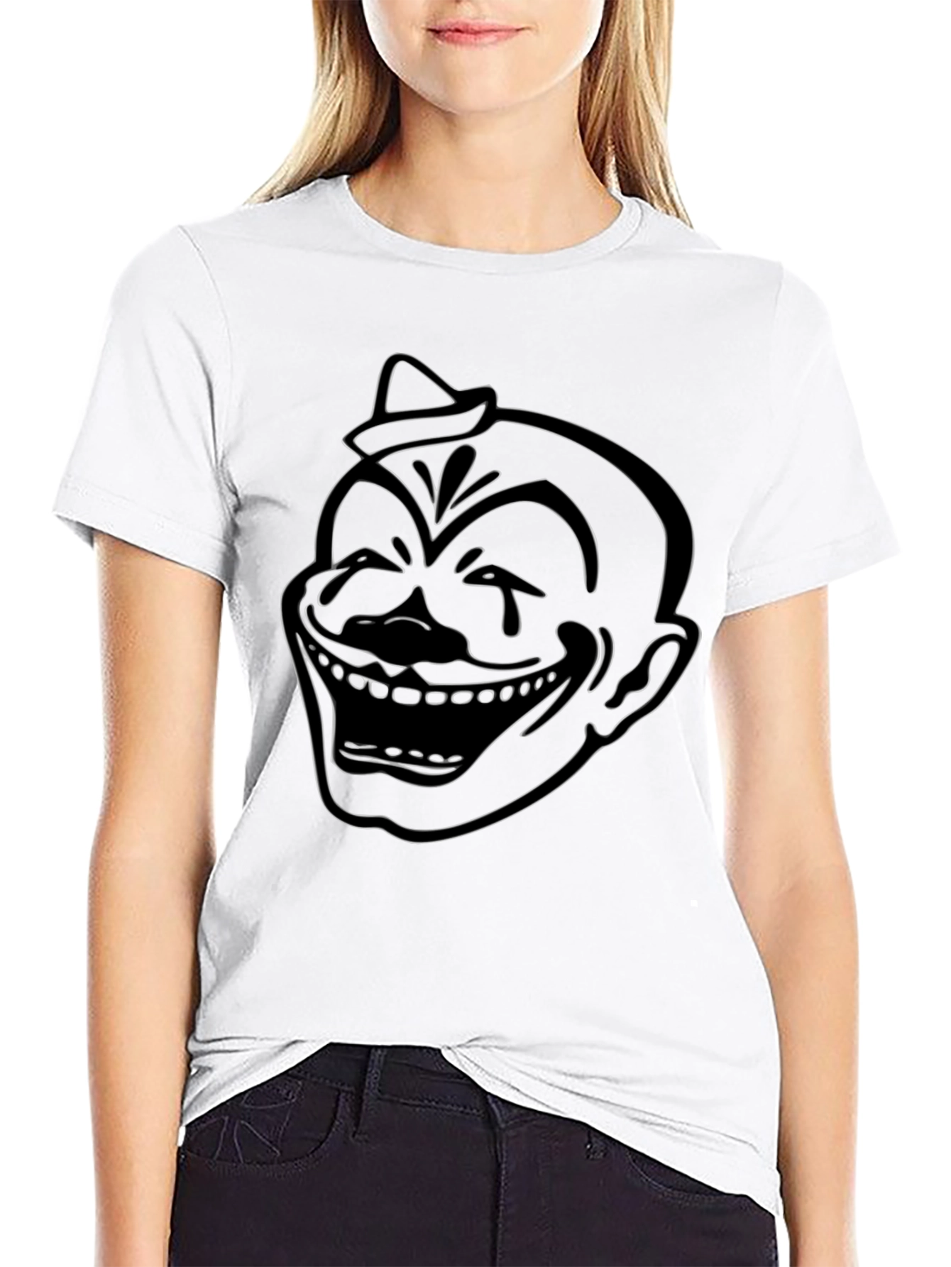 Clown Outline Graphic Black T-Shirt
