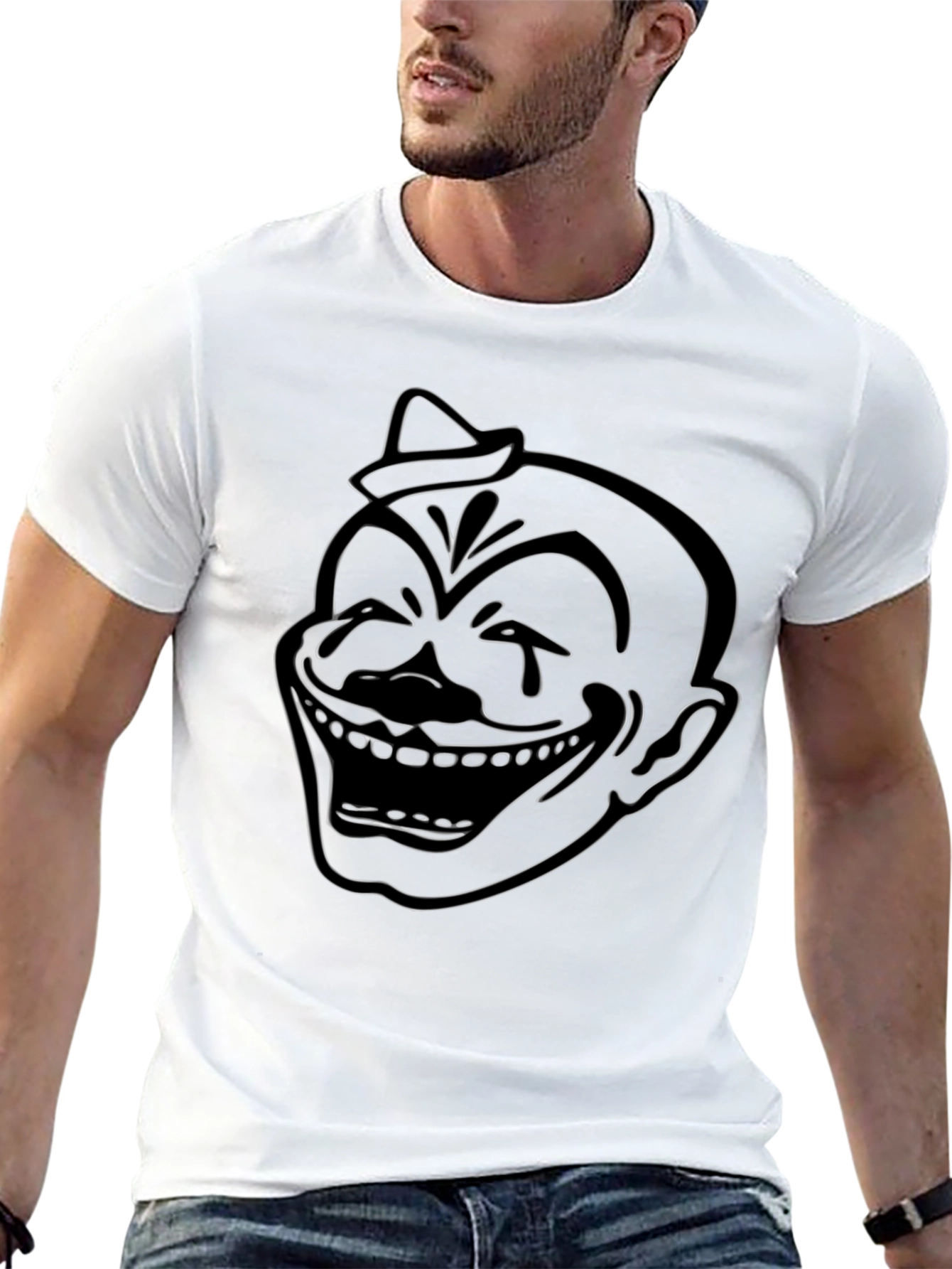 Clown Outline Graphic Black T-Shirt