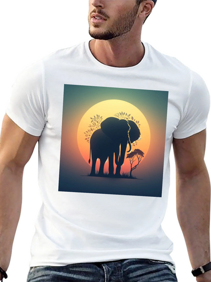 Sunset Elephant Graphic Tee - Black