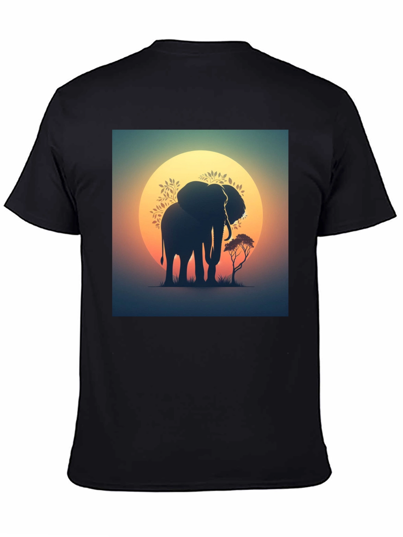 Sunset Elephant Graphic Tee - Black