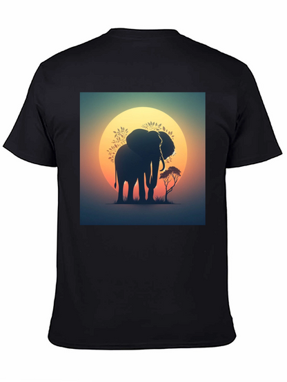 Sunset Elephant Graphic Tee - Black