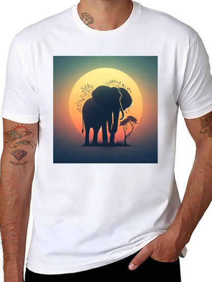 Sunset Elephant Graphic Tee - Black