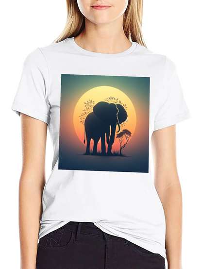 Sunset Elephant Graphic Tee - Black