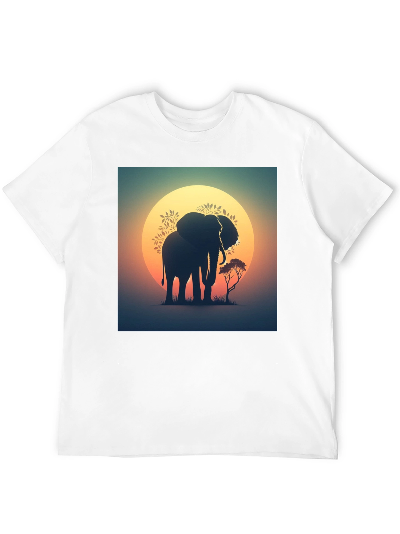Sunset Elephant Graphic Tee - Black