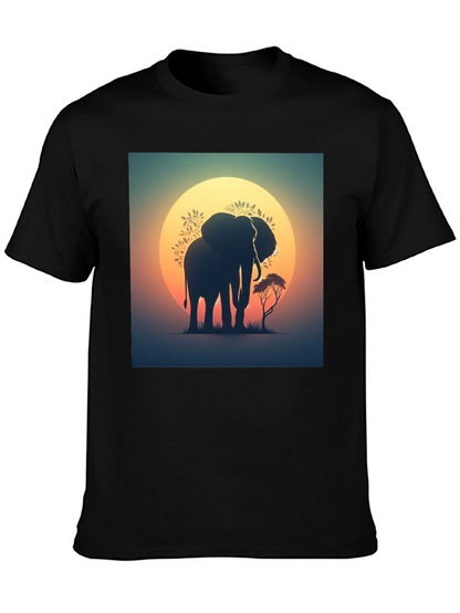 Sunset Elephant Graphic Tee - Black