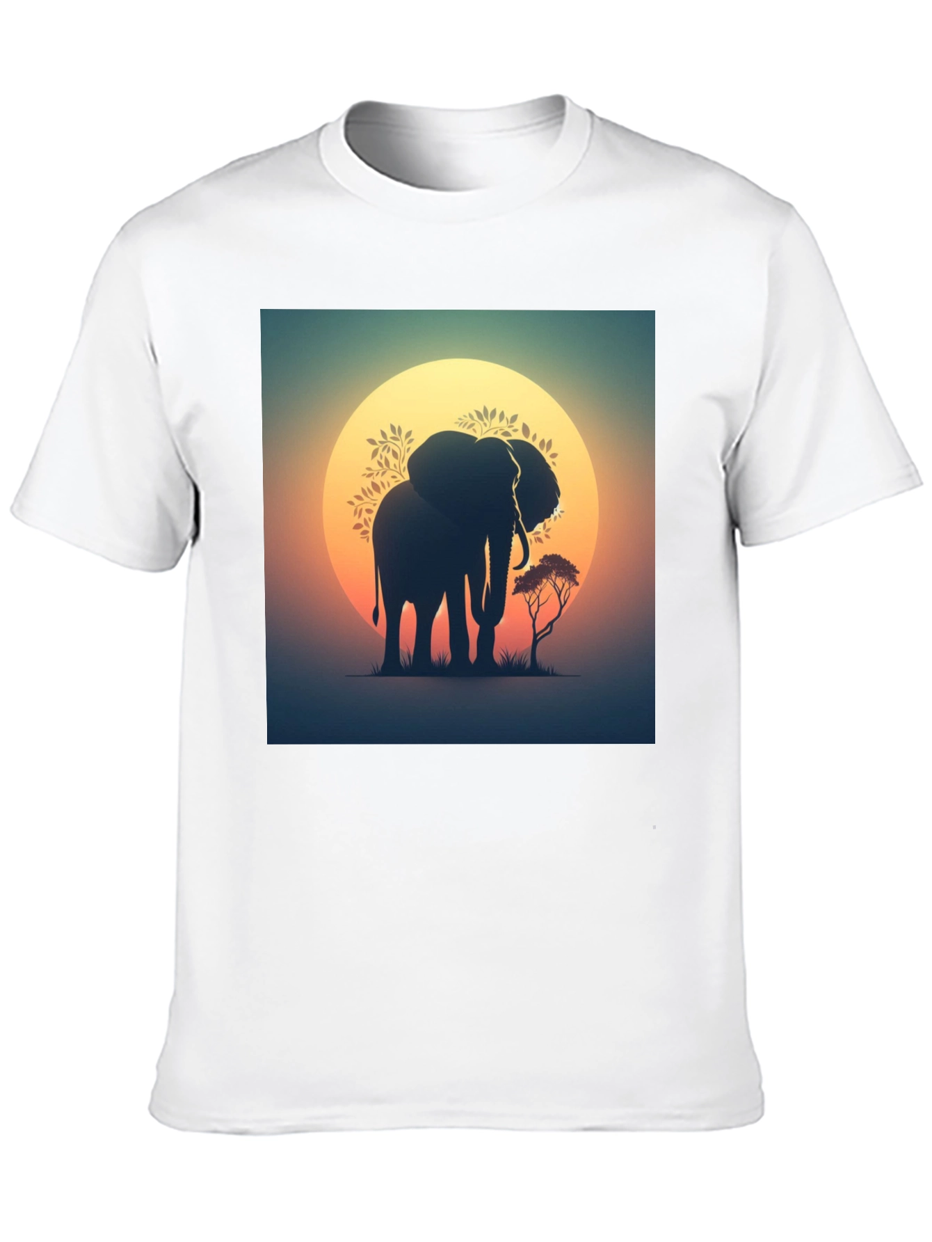 Sunset Elephant Graphic Tee - Black
