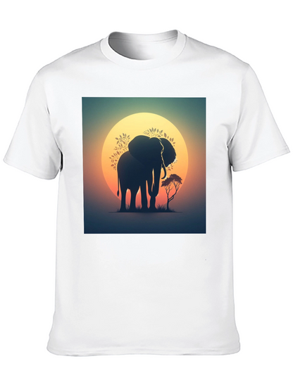 Sunset Elephant Graphic Tee - Black