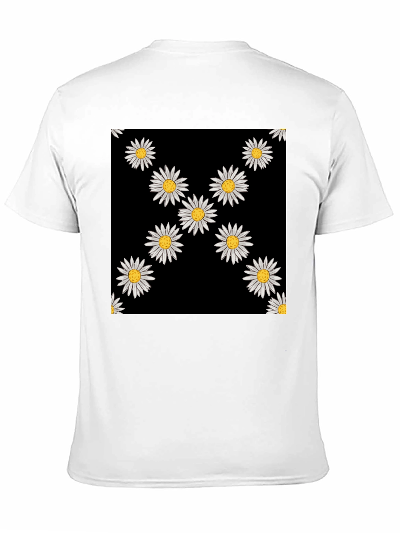 Daisy Pattern Black T-Shirt
