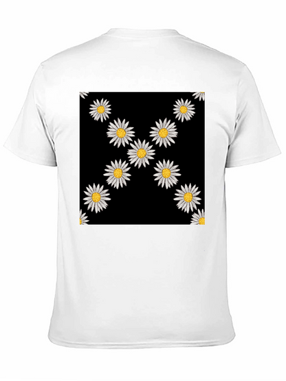 Daisy Pattern Black T-Shirt