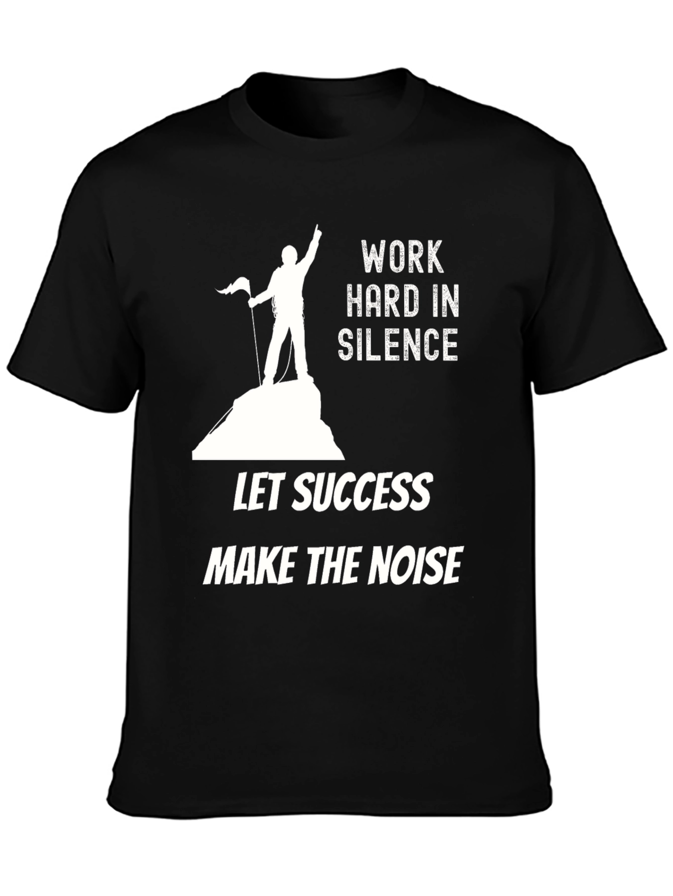 Motivational Black Graphic Tee: Work Hard In Silence