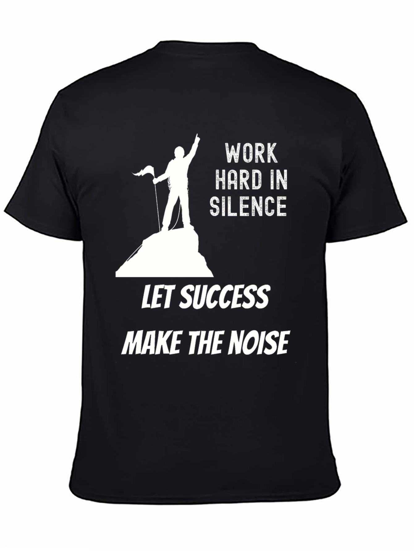 Motivational Black Graphic Tee: Work Hard In Silence