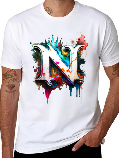 Letter N Graphic Black T-Shirt