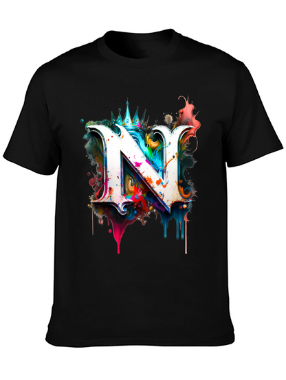Letter N Graphic Black T-Shirt