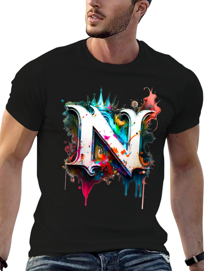 Letter N Graphic Black T-Shirt