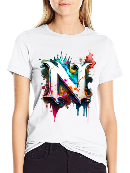 Letter N Graphic Black T-Shirt