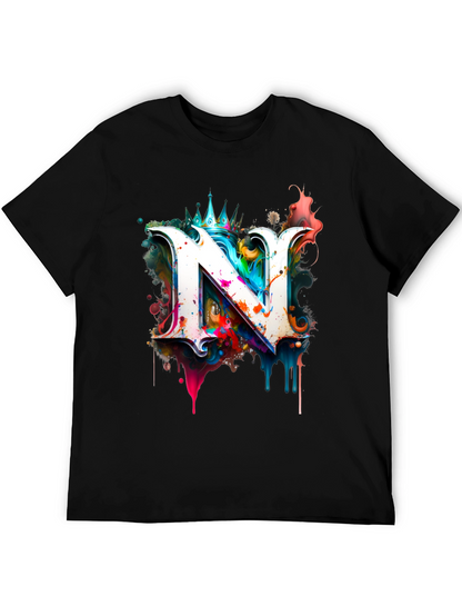 Letter N Graphic Black T-Shirt
